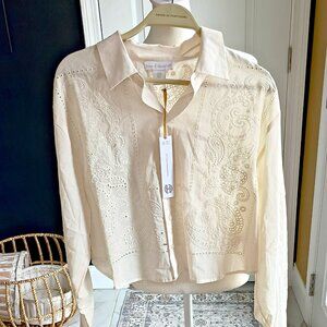 NEW! HOUSE OF HARLOW BOHO Cropped EYELET BLOUSE